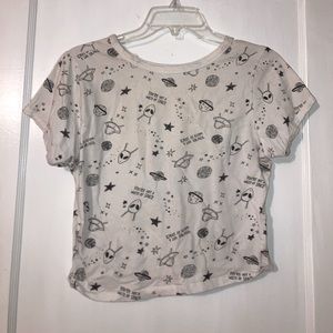 Not a Waste Of Space Women’s Black and White Crop Top Tee